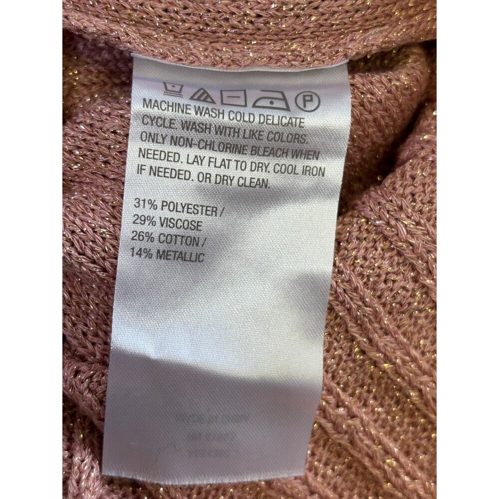 Peace Love World Sweater Women's Size 1X Dark Rose Pink Metallic Long Sleeve NEW - Picture 4 of 9